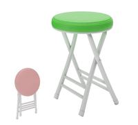 Slish Dark Green Padded Round Folding Bar Stool - 50cm High Kitchen Counter Stool with Footrest, No Assembly Required, table Seating for Home & Bar Use