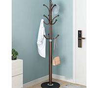 Slish Free Standing Coat Rack with Marble Base Metal Hat Hanr for Coats Backpac Umbrellas & Purses Modern Simple Design (Brown)