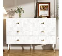 Slish Kitchen Sideboard with 6 Ders Spacious Sto White ometric Design Diamond Knobs 120 x 40 x 80 cm Ideal for Living Room & Dining Room.