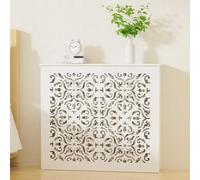Slish Modern Radiator Cover - Space-Saving Heating Cabinet with Vented Design, Safe Solut for Home & Office, Cozy Fur Accents for Living Room & Bedroom Decor.