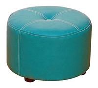 Slish Modern Round Leather Pouf - Versatile Foot Rest & Footstool for Coffee Table, 12x12x9 Inch (31x31x23cm), Perfect Home Decor for Living Room & Bedroom