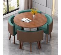 Slish Round Dining Table Set with 4 Scratch-Resistant Chairs - Modern Home Dining & Café Furniture - Durable Fur-Resin Cushions for Stylish Living & Lounge Spaces
