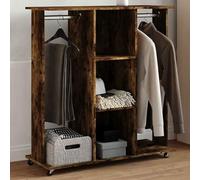 Slish Smoky Oak Rolling Wardrobe 102x38x110 cm Modern Engineered Wood Sto with Easy li Versatile Design for Bedroom Living Room Model 848035