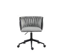 Slish Velvet Office Chair - Adjustable Height Padded Seat Modern Diamond Pattern Metal Base Silent Wheels 360° Rotating for Ultimate t & Support