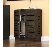 Slish Walnut Router Sto Cabinet - WiFi Router Holder & Power Strip nizer, Cable ment Solut for Home Office, 35.4" L x 10" W x 27.5" H