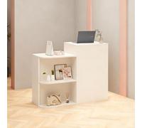Slish White Recept Desk with Lockable Ders & Open Sto, Perfect for Salon, Boutique, Cafe - Modern Front Counter 120x45x95cm