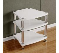 Slish White Video Ma Stand - Record Player Console Cabinet Corner Entertainment Center with Shelves o Rack for AV Equint Modern Floor Cabinet (Third Floor)