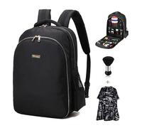 Slisonite Barber Supplies Bag With 1PCS Barbar Brush&Barber Cape, Portable Barber Accessories Backpack Bag for Clippers and Supplies, Travel Hairstylist Clipper Organizer Bag for Barber Tools, Black,