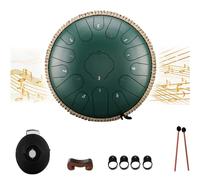 Slit Drums, Steel Tongue Drum, 13 inches 15 Tone C Key, Handpan Drum with Drumsticks, Bag, Finger Cover, Percussion Instrument for Musical Education Concert Mind Healing,F