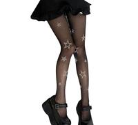 SLITHICE Women's Fishnet Stockings Sparkly Rhinestone Tights Black Glitter Fishnets, Star, One size