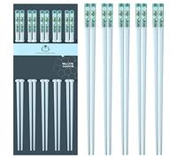Slivek 5 Pairs Fiberglass Chopsticks, Reusable Premium Japanese Chinese Korean Chopsticks Dishwasher Safe, Non-slip, Lightweight, Blue-Clear Sakura, 9.5