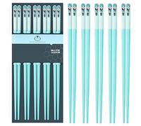 Slivek 5 Pairs Japanese Fiberglass Chopsticks, Reusable Premium Japanese Chinese Korean Chopsticks Dishwasher Safe, Non-slip, Lightweight, Blue, 9.5