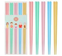 Slivek Chopsticks Reusable, Premium Japanese Chinese Korean Chopsticks Dishwasher Safe, Non-slip, Lightweight, 9.05 inches - Rainbow Colorful, 5 Pairs