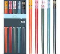 Slivek Chopsticks Reusable, Premium Japanese Chinese Korean Chopsticks Dishwasher Safe, Non-slip, Lightweight, 9.05 inches - Rainbow Colorful, 5 Pairs