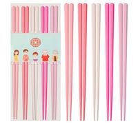 Slivek Premium Chopsticks - Reusable, Dishwasher Safe, Non-Slip, Lightweight - Japanese Chinese Korean Chopsticks - 23 cm, Macaron Pink, 5 Pairs