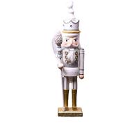 (Sliver) 42cm Wooden Nutcracker Doll Soldier Vintage Handcraft Decoration Christmas Action Figure Gifts