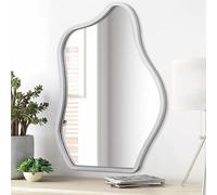 Sliver Asymmetrical Wall Mirror Irregular Wood Frame Modern Unique Wall-Mounted Artistic Mirrors Decor Bathroom Vanity Bedroom Living Room Entryway Hallway 26"x18" Large