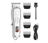 Sliver Electric Hair Trimmer for Men, Professional Cordless Hair Barber Clippers with LED Digital Display,4 Limit Combs, Rechargeable Haircutting Tool for Home Use