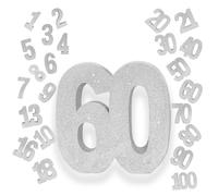 Sliver Number 60 Glitter Table Centrepiece,8" Glitter Sliver 60th for Table Decorations,Standing Marquee Digit 0 1 2 3 4 5 6 7 8 9-100 for Birthday Tables Decor Wedding Festival Xmas Gifts Party