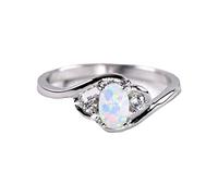 Sliver Ring Double Ziron Jewelry Oval Natural Morganite Gemstone Ring Rings Boy (Silver, B)