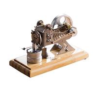 Sliver Stirling Engine Motor Miniature Model Teaching Aid Solid Wood Base
