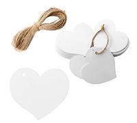Sliverdew 100 Pcs White Heart Gift Tags with String Kraft Paper Tags Double Side Blank Gift Tag White Favor Tags for DIY Crafts, Gift Wrapping, Price Tags, Party Favor