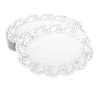 Sliverdew 200 Pcs Lace Paper Doilies Oval 7.5 x10 Inch White Lace Doily Disposable Round Paper Doilies for Buffet Cake Fried Food Party Wedding Valentine's Day Tableware Decoration