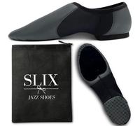 SLIX Dance Presents The Premium Jazz Shoe, Easy Slip On Slip Off Black Dance Shoes, Real Suede and Rubber Split Sole for Women and Girls Size 7.5