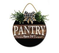 SLIYIYoo Pantry Sign Front Door Porch Decorations, Round Rustic Wood Hanging Sign for Farmhouse Porch Outdoor Home Holiday Front Door Sign Decor