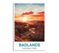 SLJGINEU Badlands National Park Vintage Travel Posters 08x12inch(20x30cm) Canvas Wall Art Print Modern Painting Poster for Living Room Decor