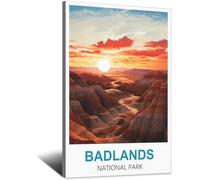 SLJGINEU Badlands National Park Vintage Travel Posters 20x30inch(50x75cm) Canvas Wall Art Print Modern Painting Poster for Living Room Decor