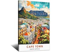 SLJGINEU Cape Town South Africa Vintage Travel Posters Mountain 16x24inch(40x60cm) Canvas Wall Art Print Modern Painting Poster for Living Room Decor