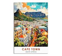 SLJGINEU Cape Town South Africa Vintage Travel Posters Mountain 16x24inch(40x60cm) Canvas Wall Art Print Modern Painting Poster for Living Room Decor