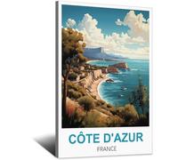SLJGINEU Côte D'azur France Vintage Travel Posters 16x24inch(40x60cm) Canvas Wall Art Print Modern Painting Poster for Living Room Decor