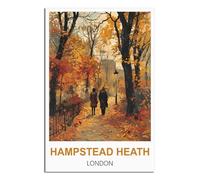 SLJGINEU Hampstead Heath London Vintage Travel Posters 16x24inch(40x60cm) Canvas Wall Art Print Modern Painting Poster for Living Room Decor