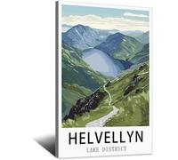 SLJGINEU Helvellyn Lake District Vintage Travel Posters Mountain 20x30inch(50x75cm) Canvas Wall Art Print Modern Painting Poster for Living Room Decor