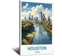 SLJGINEU Houston Texas Vintage Travel Posters 08x12inch(20x30cm) Canvas Wall Art Print Modern Painting Poster for Living Room Decor