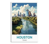 SLJGINEU Houston Texas Vintage Travel Posters 24x36inch(60x90cm) Canvas Wall Art Print Modern Painting Poster for Living Room Decor