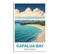 SLJGINEU Kapalua Bay Maui Hawaii Vintage Travel Posters Beach 08x12inch(20x30cm) Canvas Wall Art Print Modern Painting Poster for Living Room Decor