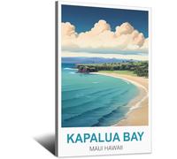 SLJGINEU Kapalua Bay Maui Hawaii Vintage Travel Posters Beach 24x36inch(60x90cm) Canvas Wall Art Print Modern Painting Poster for Living Room Decor