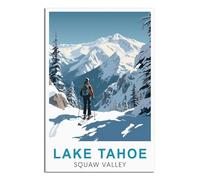SLJGINEU Lake Tahoe Squaw Valley Vintage Travel Posters Ski 08x12inch(20x30cm) Canvas Wall Art Print Modern Painting Poster for Living Room Decor