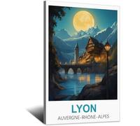 SLJGINEU Lyon Auvergne-rhône-alpes Vintage Travel Posters 16x24inch(40x60cm) Canvas Wall Art Print Modern Painting Poster for Living Room Decor