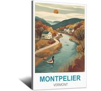 SLJGINEU Montpelier Vermont Vintage Travel Posters Duck 20x30inch(50x75cm) Canvas Wall Art Print Modern Painting Poster for Living Room Decor