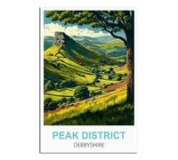 SLJGINEU Peak District Derbyshire Vintage Travel Posters 08x12inch(20x30cm) Canvas Wall Art Print Modern Painting Poster for Living Room Decor