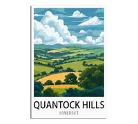 SLJGINEU Quantock Hills Somerset Vintage Travel Posters Grass 08x12inch(20x30cm) Canvas Wall Art Print Modern Painting Poster for Living Room Decor