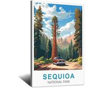SLJGINEU Sequoia National Park Vintage Travel Posters Tree 12x18inch(30x45cm) Canvas Wall Art Print Modern Painting Poster for Living Room Decor