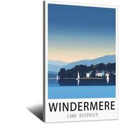 SLJGINEU Windermere Lake District Vintage Travel Posters 08x12inch(20x30cm) Canvas Wall Art Print Modern Painting Poster for Living Room Decor
