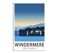 SLJGINEU Windermere Lake District Vintage Travel Posters 12x18inch(30x45cm) Canvas Wall Art Print Modern Painting Poster for Living Room Decor