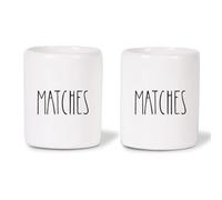 SLJMR Match Holder with Strikers Ceramic Cute Decorative Modern Home Decor Gifts Match Jar Set of 2, Matches Not Included , White