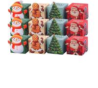 SLJYM 12 Pcs Snowman Xmas Tree Cartoon Apple Box Paper Gift Boxes Gingerbread Man Santa Claus Cardboard Snacks Case